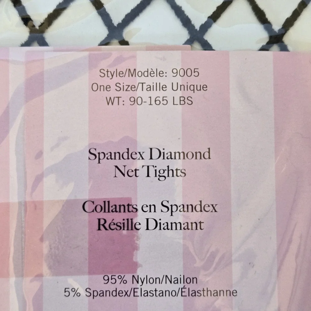 Black Fishnet Stockings‎ One Size Leg Avenue Spandex Diamond Net Tights NEW Pkg